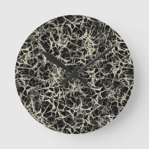 Networking Neurons on Black - seamless pattern. Round Clock