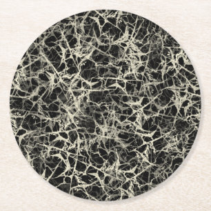 Networking Neurons on Black - seamless pattern.  Round Paper Coaster