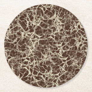 Networking Neurons on Red - seamless pattern. Round Paper Coaster