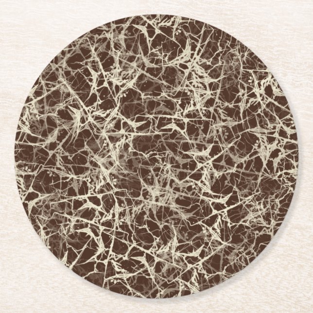 Networking Neurons on Red - seamless pattern.   Round Paper Coaster (Front)