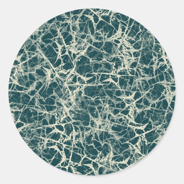 Networking Neurons on Teal - seamless pattern Classic Round Sticker (Front)