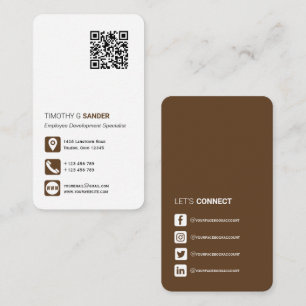 Networking QR code professional social media brown Business Card