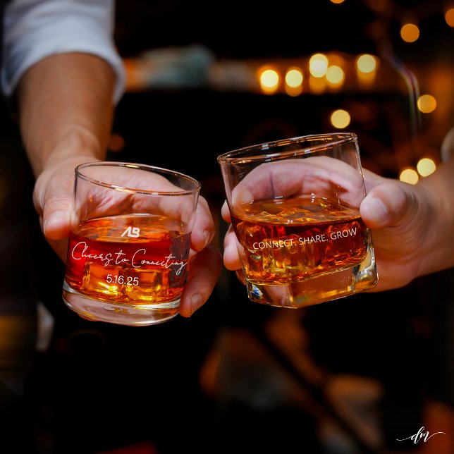 Networking Whiskey Glass (Networking moment captured with clinking glasses symbolizing connection and shared success)