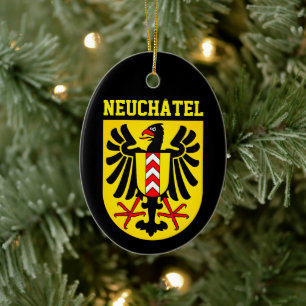 Neuchâtel coat of arms, Switzerland Ceramic Tree Decoration