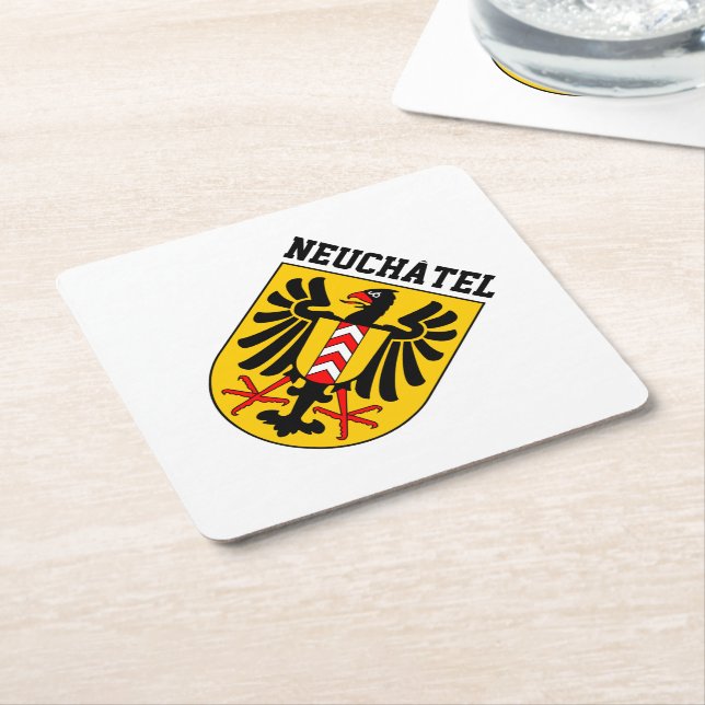Neuchâtel coat of arms, Switzerland Square Paper Coaster (Angled)