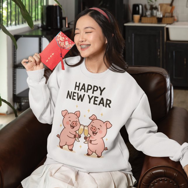 Neujahr Schweinchen Duo Anstoßen Tri-Blend Shirt (Creator Uploaded)