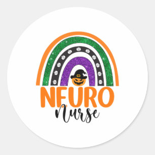Neuno Nurse Neuroscience Nursing Halloween Rainbow Classic Round Sticker