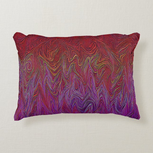 "Neural Firestorm" Abstract” Red Purple Decorative Cushion (Front)