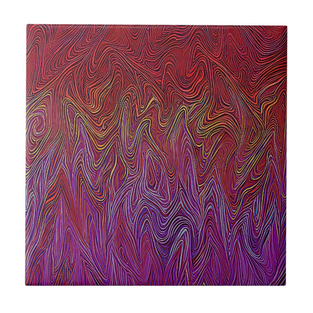 "Neural Firestorm" Abstract” Red Purple Tile (Front)