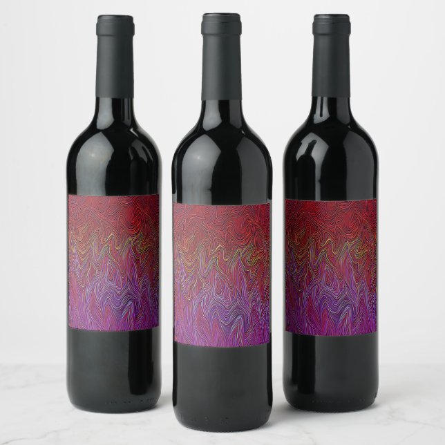 "Neural Firestorm" Abstract” Red Purple Wine Label (Bottles)