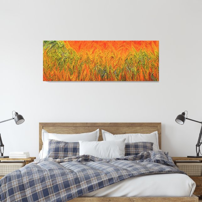 "Neural Firestorm" Abstract Yellow Orange Canvas Print (Insitu(Bedroom))