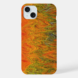 "Neural Firestorm" Abstract Yellow Orange iPhone 15 Plus Case