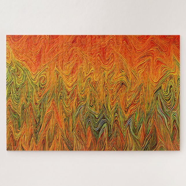 "Neural Firestorm" Abstract Yellow Orange Jigsaw Puzzle (Horizontal)