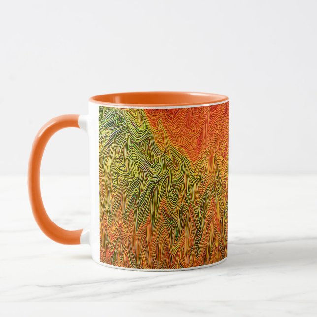 "Neural Firestorm" Abstract Yellow Orange Mug (Left)
