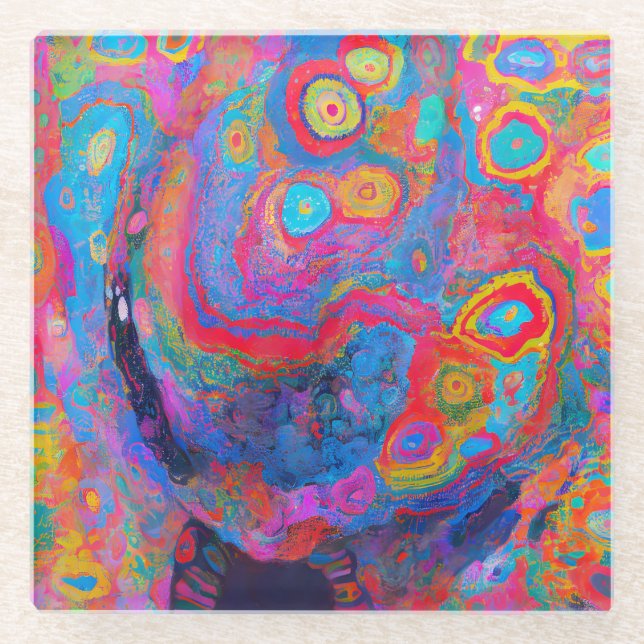"Neural Firestorm"       Glass Coaster (Front)
