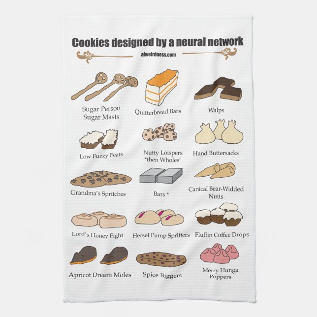 Neural network cookies tea towel (Vertical)