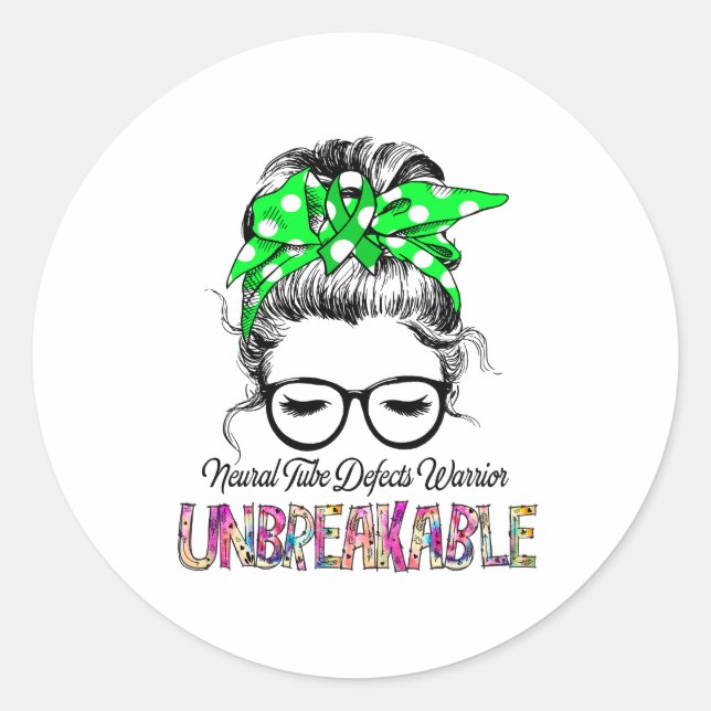 Neural Tube Defects Awareness Ribbon Support Gifts Classic Round Sticker (Front)