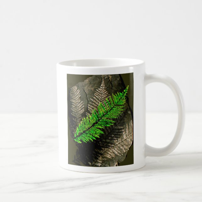 neuratt frond, neuratt fern tree carboniferous coffee mug (Right)