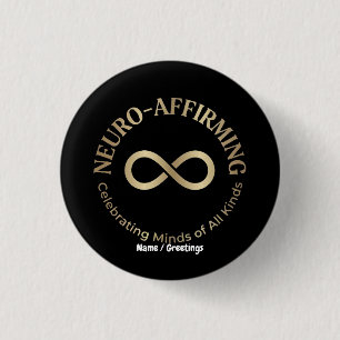 Neuro Affirming Rainbow Infinity Art Neurodiverse 3 Cm Round Badge