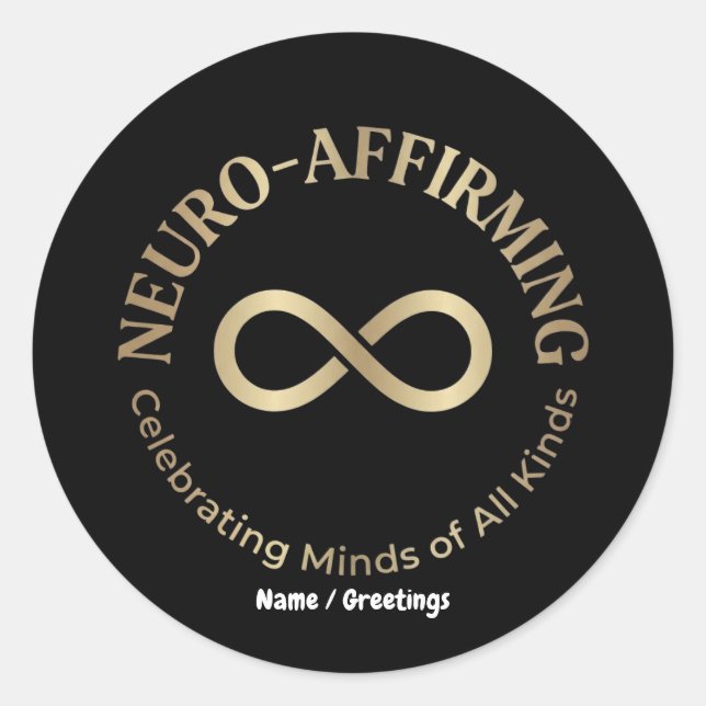 Neuro Affirming Rainbow Infinity Art Neurodiverse Classic Round Sticker (Front)