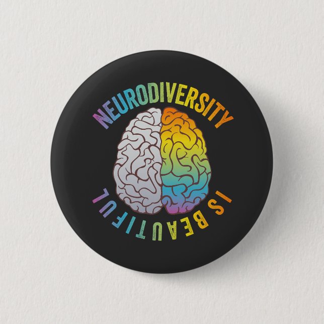 Neuro Diversity is Beautiful Adhd Mental Health Aw 6 Cm Round Badge (Front)