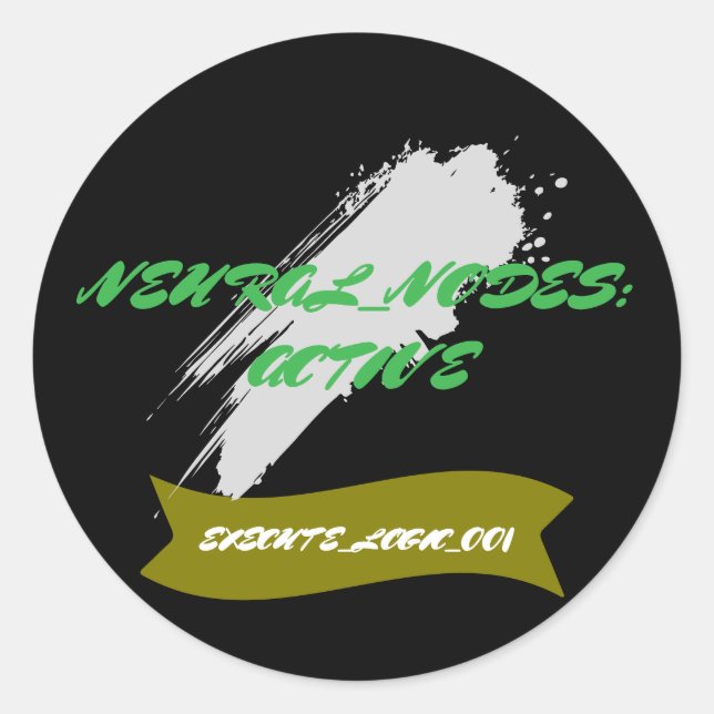 Neuro_Nodes: Neural Override Command Classic Round Sticker (Front)