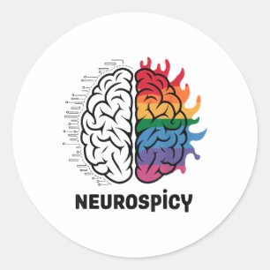 Neuro Spicy Brain Meme Design _1 Classic Round Sticker