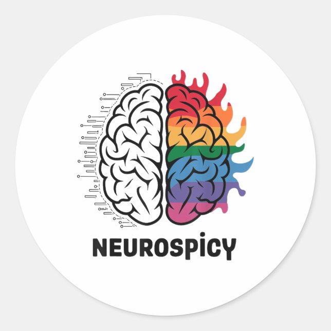 Neuro Spicy Brain Meme Design _1  Classic Round Sticker (Front)