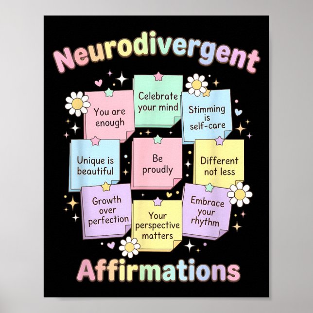 Neurodivergent Affirmations Autism Awareness Poster (Front)