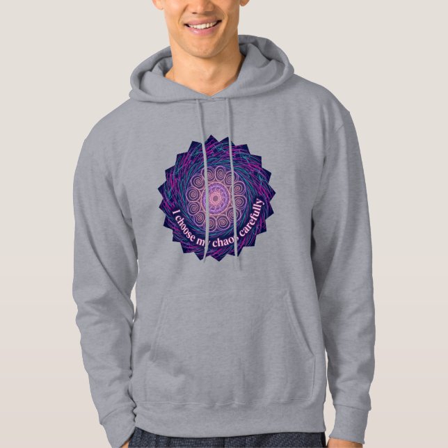 Neurodivergent Chaos Quote Neon Mandala Art Hoodie (Front)