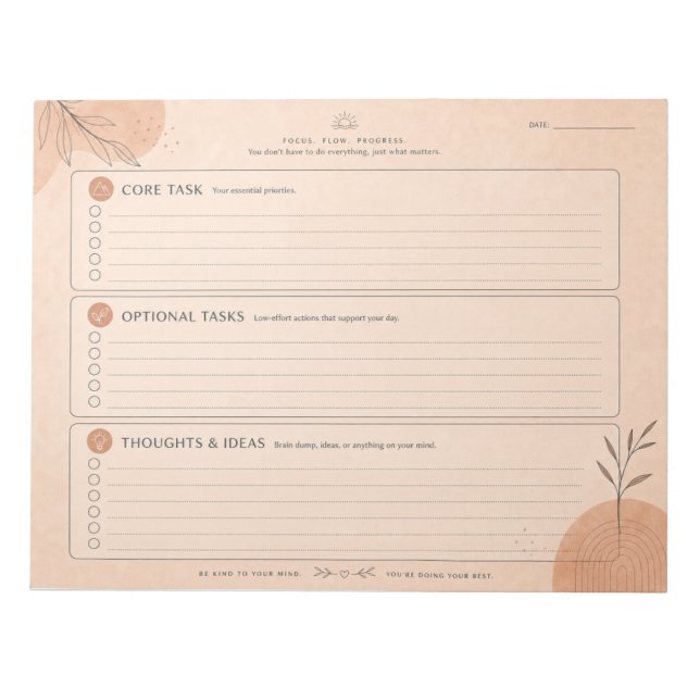 Neurodivergent Executive Dysfunction, Time, Focus Notepad (Front)