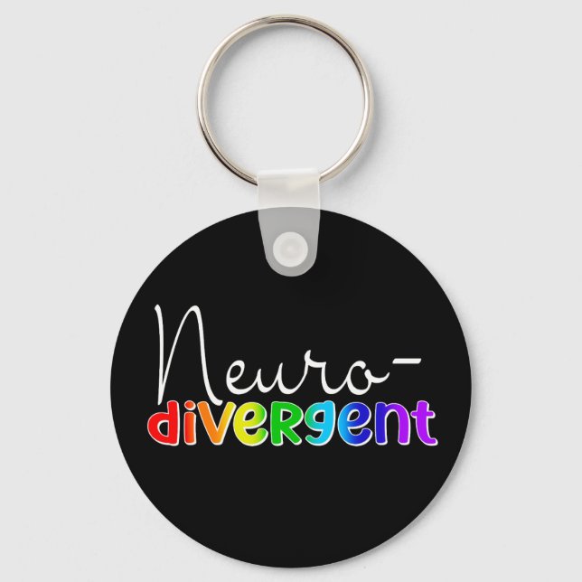 Neurodivergent | Neurodiversity Awareness Rainbow Key Ring (Back)