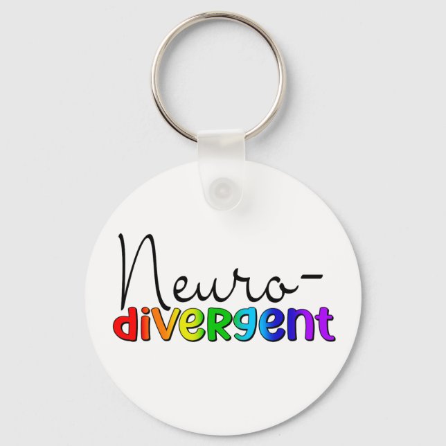 Neurodivergent | Neurodiversity Awareness Rainbow Key Ring (Back)