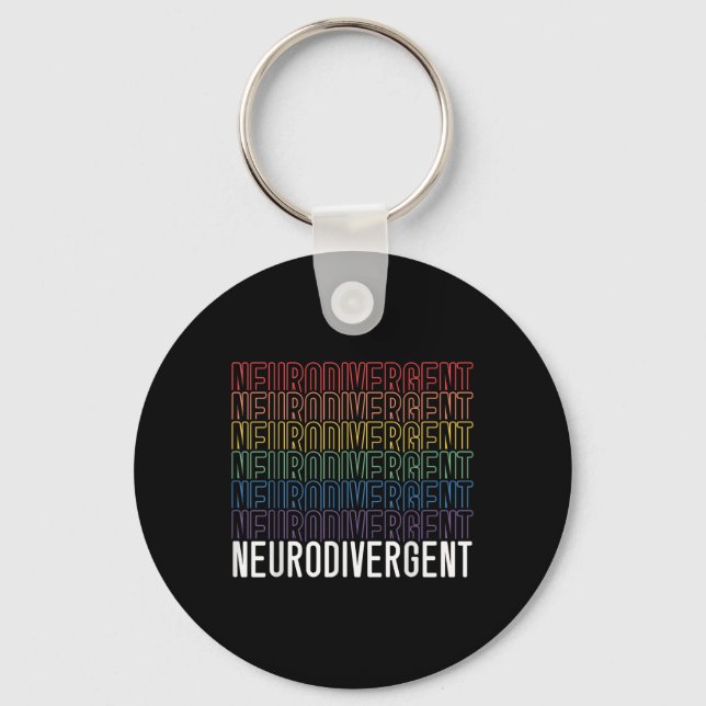 Neurodivergent Neurodiversity Rainbow Adhd Asd Key Ring (Front)