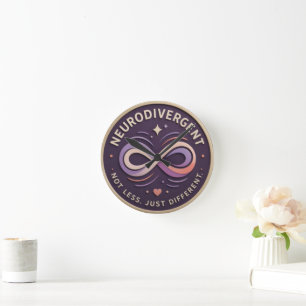 Neurodivergent. Not Less. Just Different Statement Round Clock