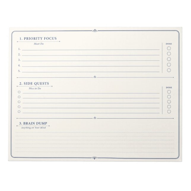Neurodivergent Priority Planner Autism ADHD Focus  Notepad (Front)