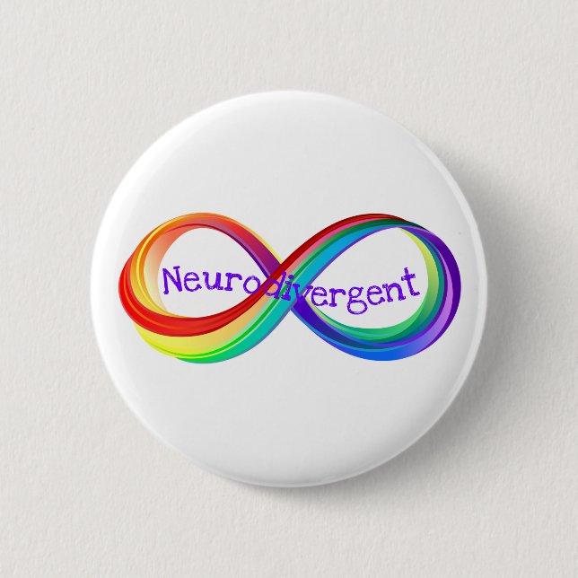 Neurodivergent Rainbow Infinity Symbol Button (Front)