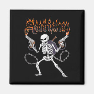 Neurodivergent Skeleton Warrior Autism Awareness  Magnet