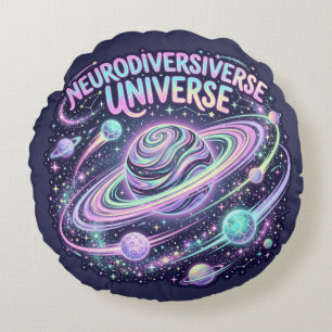 Neurodiverse Universe ADHD Autism Home Decor Round Cushion