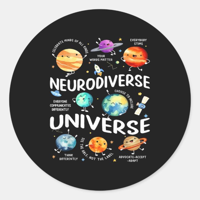 Neurodiverse Universe Iep Special Ed Paraprofessio Classic Round Sticker (Front)