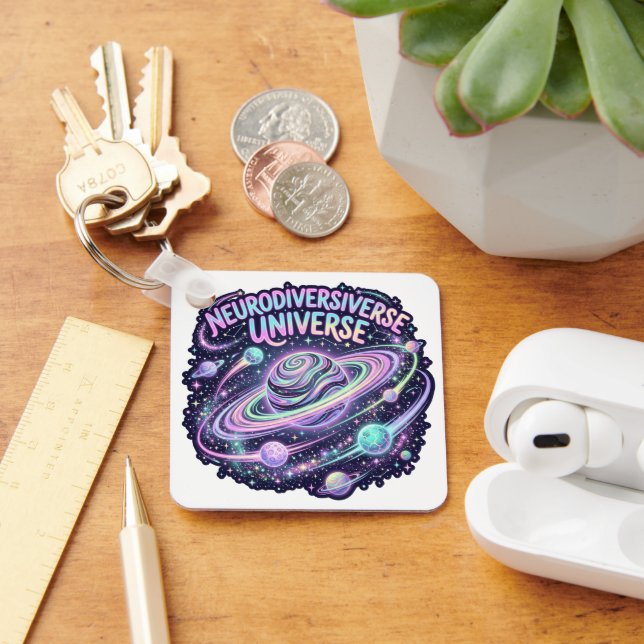 Neurodiverse Universe Neon Pride  Key Ring (Desk)