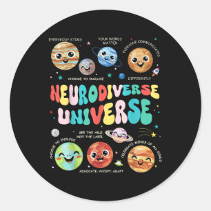 Neurodiverse Universe Neurodiversity Autism Awaren Classic Round Sticker