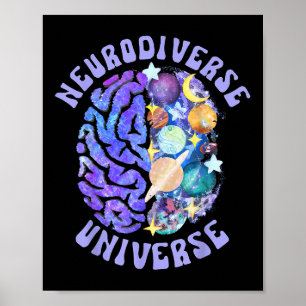 Neurodiverse Universe Neurodiversity Brain Adhd Aw Poster