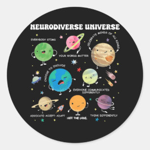 Neurodiverse Universe Planet Autism Awareness Supp Classic Round Sticker