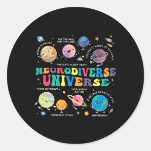 Neurodiverse Universe Space Planet Autistic Autism Classic Round Sticker