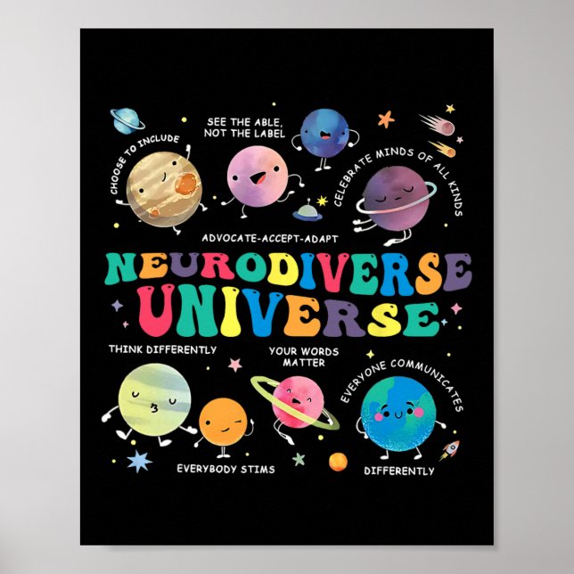 Neurodiverse Universe Space Planet Autistic Autism Poster (Front)