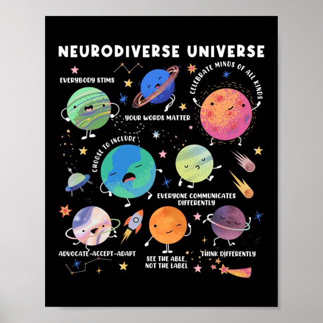 Neurodiverse Universe Space Planet Special Educati Poster (Front)