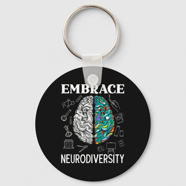 Neurodiversity Adhd Awareness Mental Health  Key Ring (Front)