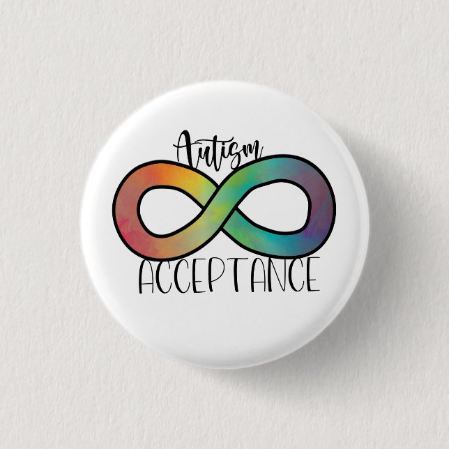 Neurodiversity Autism Acceptance Rainbow Button (Front)