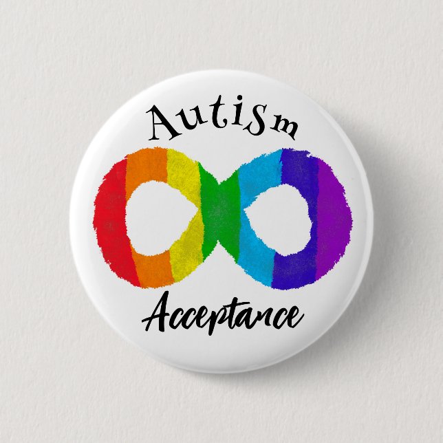 Neurodiversity Autism Acceptance Rainbow Button (Front)